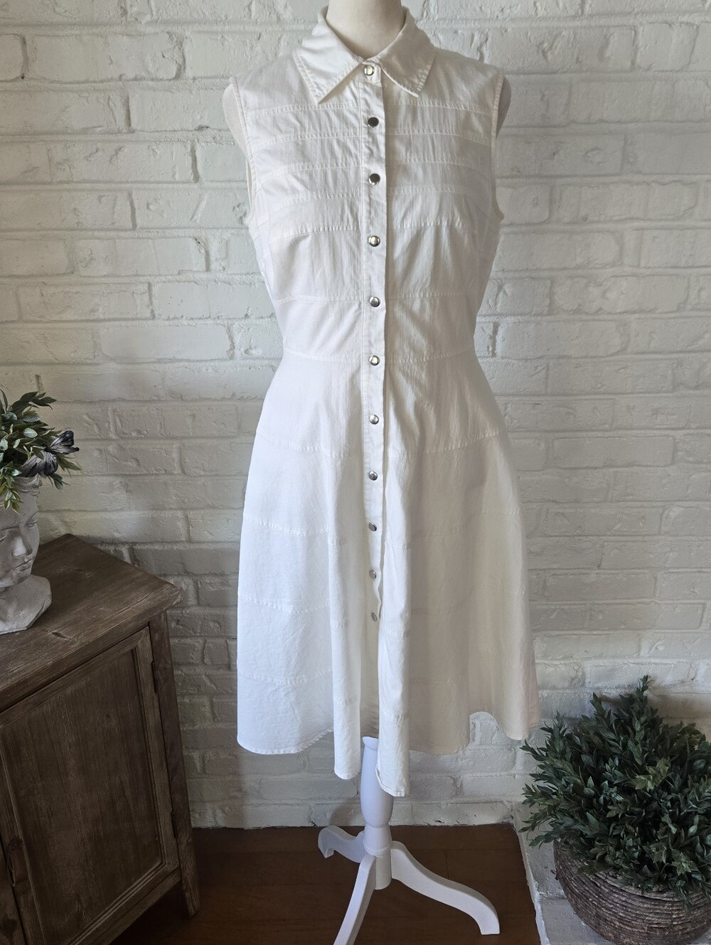 Vtg Calvin Klein Shirt Dress, Cotton, 6, Minimalist, Classic